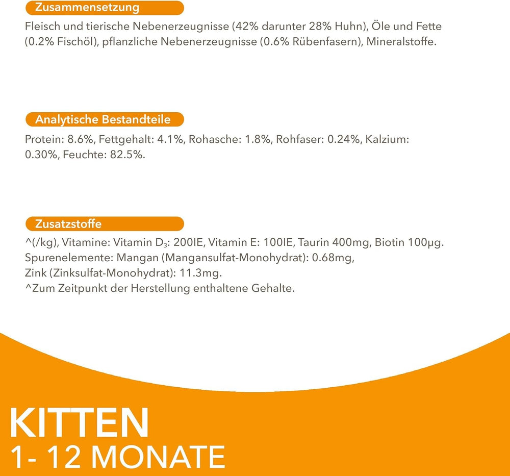 IAMS Delights Kitten Nassfutter - Multipack Katzenfutter mit Huhn in Sauce, hochwertiges Futter für Junior Kätzchen von 1-12 Monate, 12 x 85 g