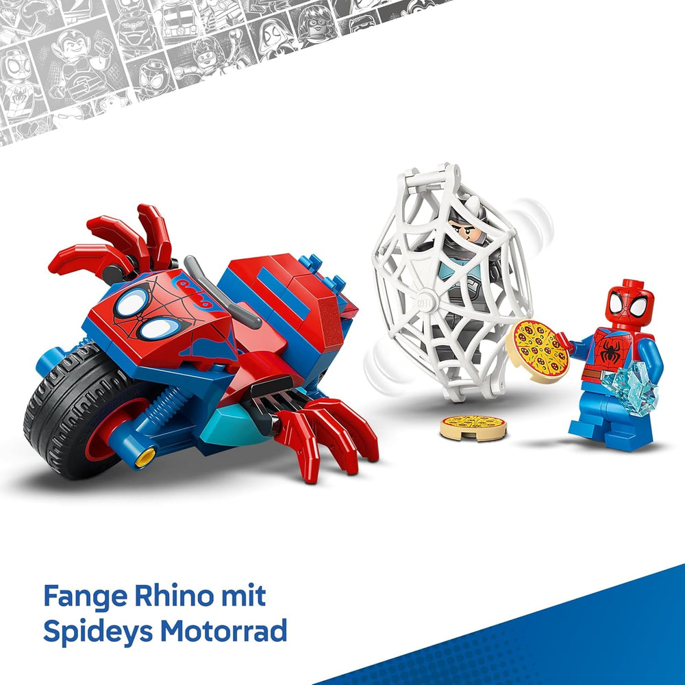 LEGO ǀ Marvel Spidey und Seine Super-Freunde Spidey auf Motorrad vs. Rhino - Superhelden Spielzeug mit Motorrad und 2 Minifiguren - Geschenk für Jungen ab 4 Jahren und Fans der Serie - 11206