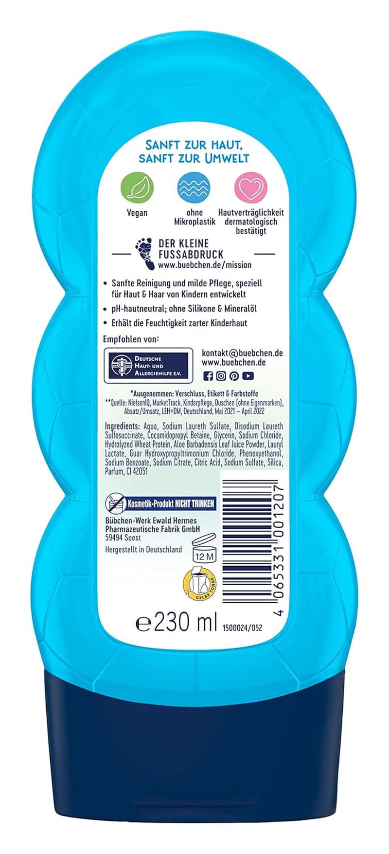Bübchen Sportsfriend 2In1, Șampon și gel de duș, 230 ml Duș și baie Naty Shop