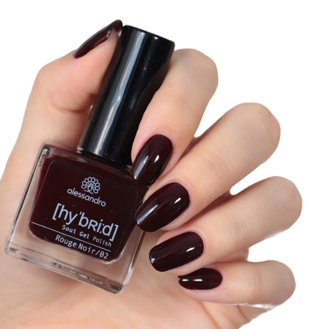 Oja HYBRID alessandro Rouge Noir - Roșu închis-Negru - Unghii perfecte în doar 3 pași, fără LED - rezistă până la 10 zile! 8 ml