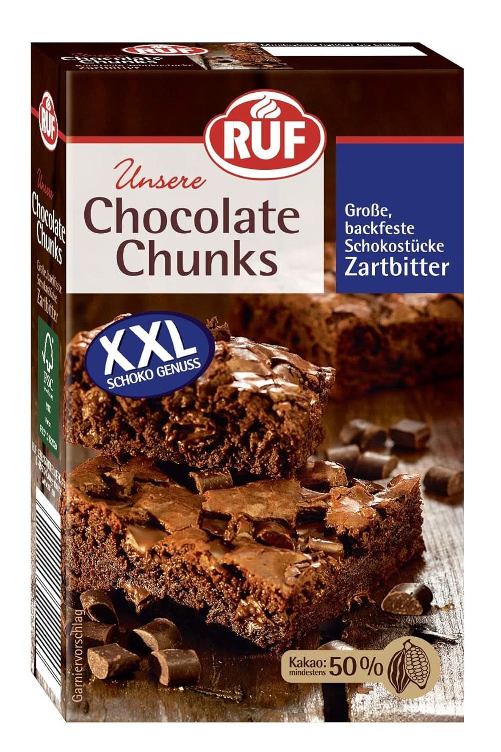RUF, picături de ciocolată neagră XXL pentru coacere, vegane, fără gluten, 100 grame Glazuri si Decor Naty Shop Ciocolata Neagra