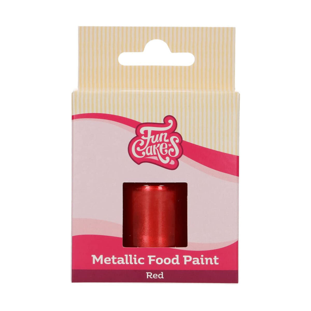 Vopsea alimentară metalică Funcakes roșie: Creați efecte metalice pe fondant, marțipan, glazură regală și fursecuri. Colorant alimentar comestibil 100%, Halal, potrivit pentru vegetarieni și vegani, 30 ml