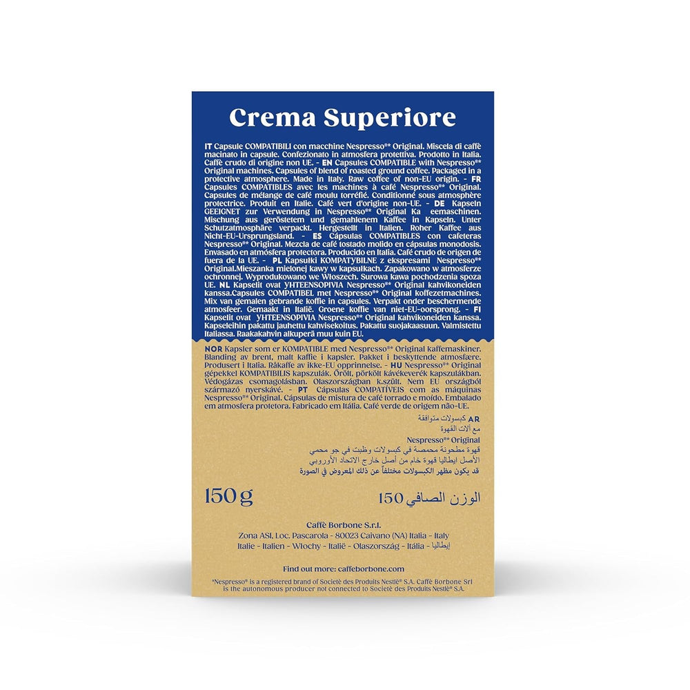 Caffè Borbone Crema Superiore - 90 Kaffeekapseln - reichhaltig und cremig - Kompatibel mit Nespresso®* Haushalts-Espressomaschinen