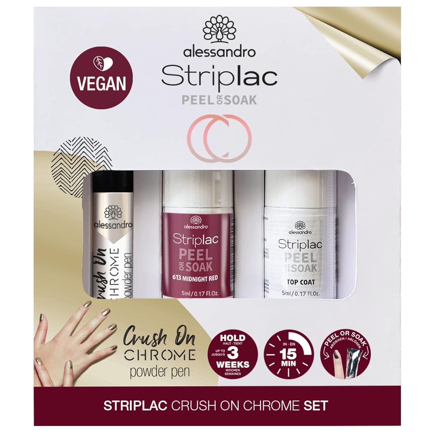 Set alessandro Striplac Peel or Soak Silver Crush On Chrome – Unghii perfecte în 15 minute