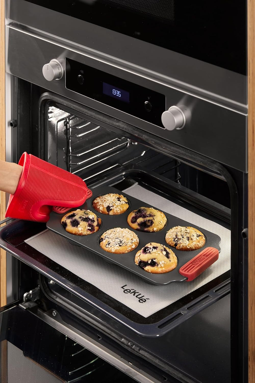 Lékué Muffin-Backform, Antihaftbeschichtet, Metall, 6 Mulden Matrite si tavi pentru copt Naty Shop