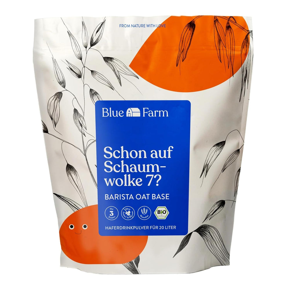 Blue Farm Barista Oat Base für bis zu 8L zum selbermischen – Bio Haferdrink Barista Edition – Milchalternative ohne Zusatzstoffe und Zuckerzusatz – Vegan und Glutenfrei – 90% weniger Verpackungsmüll