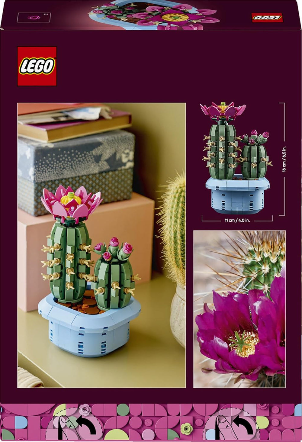 LEGO Botanicals Blühender Kaktus - Set mit Kunstpflanze mit 2 Kakteen & künstlichen Blüten - DIY Deko - Geschenkidee zum Geburtstag für Mädchen ab 9 Jahren & Erwachsene Pflanzenliebhaber - 11509