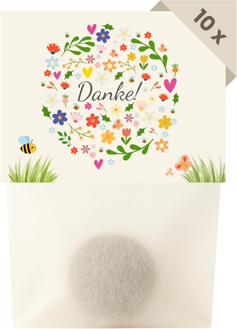 Danke Blumensamen Als Gastgeschenk (10Er Set Samenbomben) - Kleine Dankeschön Geschenke Als Mitgebsel - Blumenmurmeln Als Kleinigkeit Für Kollegen, Kinder Und Erwachsene