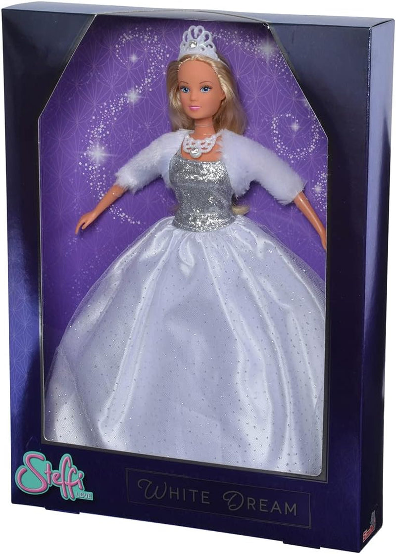 Simba 105733582 -  White Dream, Ankleidepuppe in einem traumhaften weißen Glitzerkleid mit Glitzerstein, 29cm Puppe, ab 3 Jahren