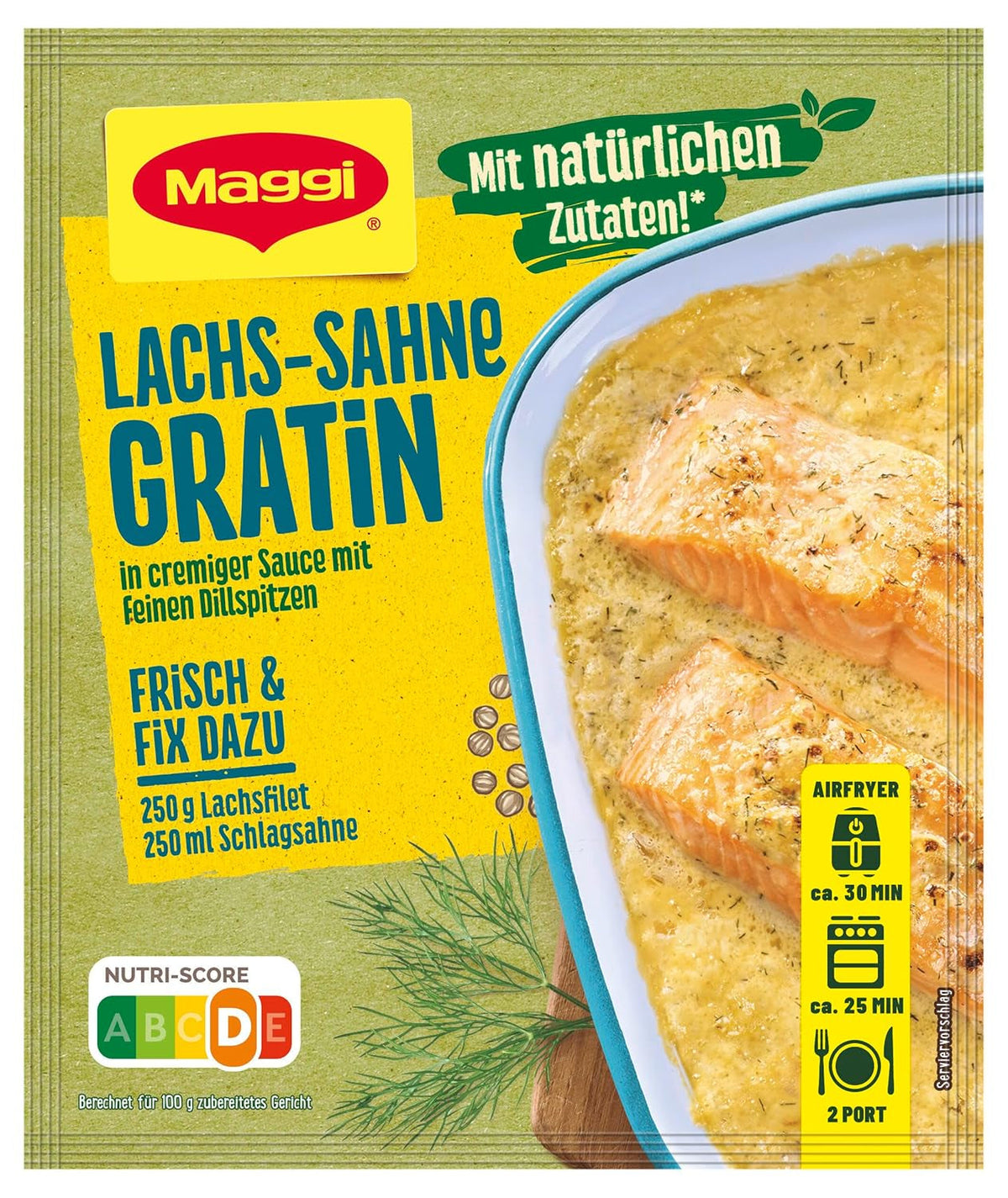 MAGGI Fix für Lachs-Sahne Gratin, Würzmischung, mit natürlichen Zutaten*, für 2 Portionen, 1er Pack (1 x 26g)