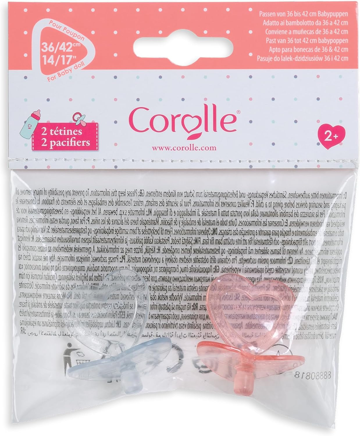 Corolle 9000140370 - Mon Grand Poupon 2 Schnuller, für 36-42cm Babypuppen, ab 18 Monate