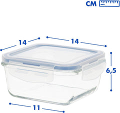 Max Home Pachet 8 recipiente etanșe din sticlă, cutie de prânz din sticlă pentru microunde, recipiente resigilabile pentru alimente, 550 mililitri, capace transparente, recipiente pentru alimente (16538) Cutii depozitare alimente Naty Shop