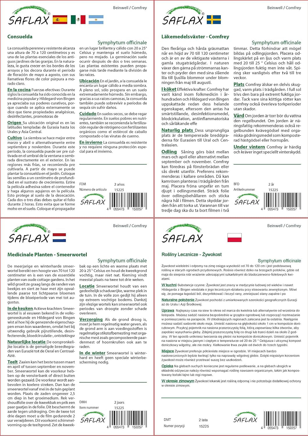 SAFLAX - Heilpflanzen - Beinwell - 15 Samen - Mit Keimfreiem Anzuchtsubstrat - Symphytum Officinale
