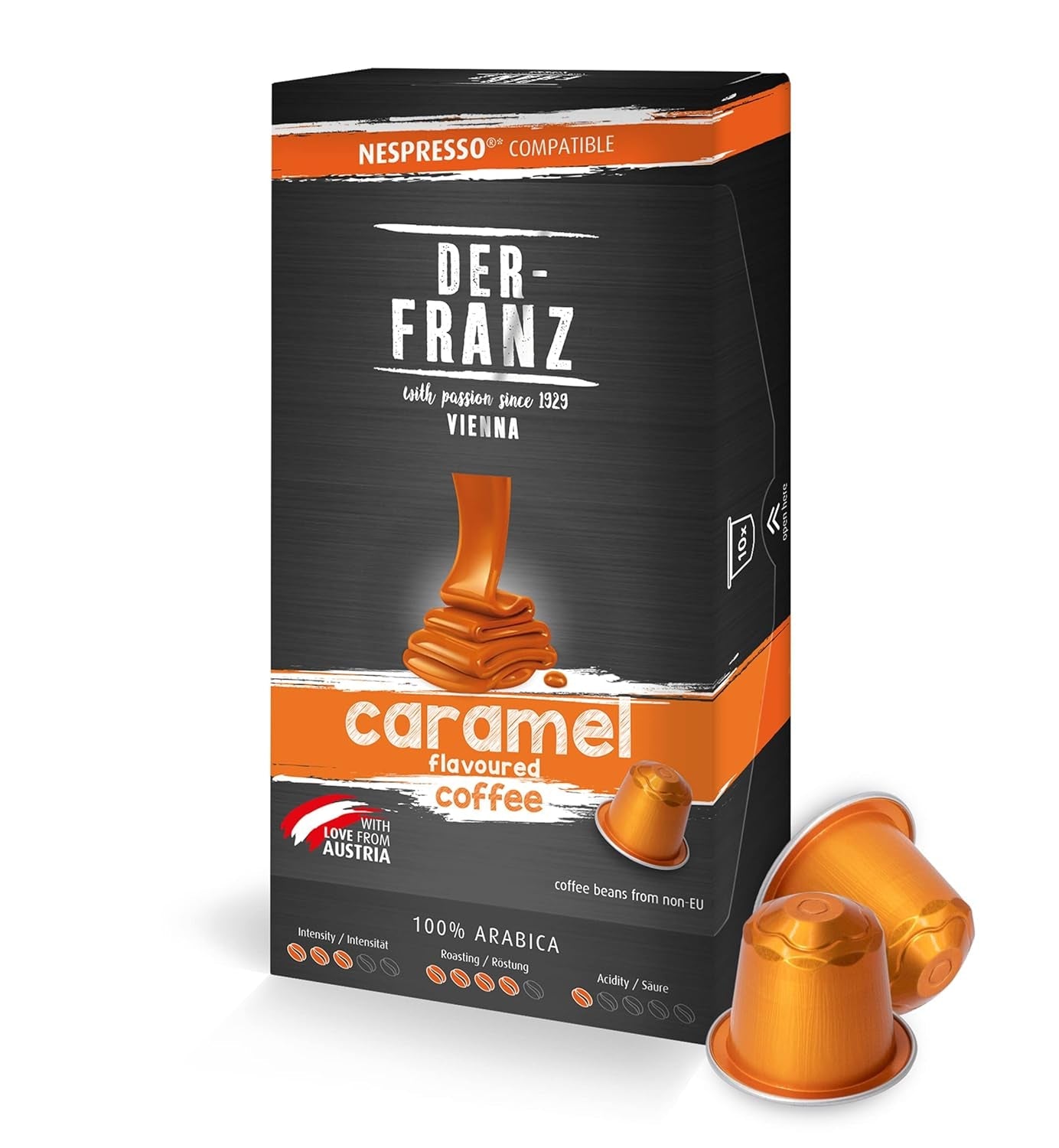 Nespresso kompatible Kaffee Kapseln, 1 x 10 Kapseln, Karamell Aroma