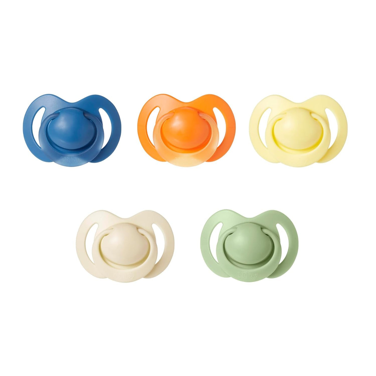 Nuby – Set de 5 tetine și suzete ortodontice din silicon moale | 3 modele pentru zi și noapte | 2 modele care strălucesc în întuneric | Fără BPA | Formă asemănătoare sânilor | Pentru 18-36 de luni