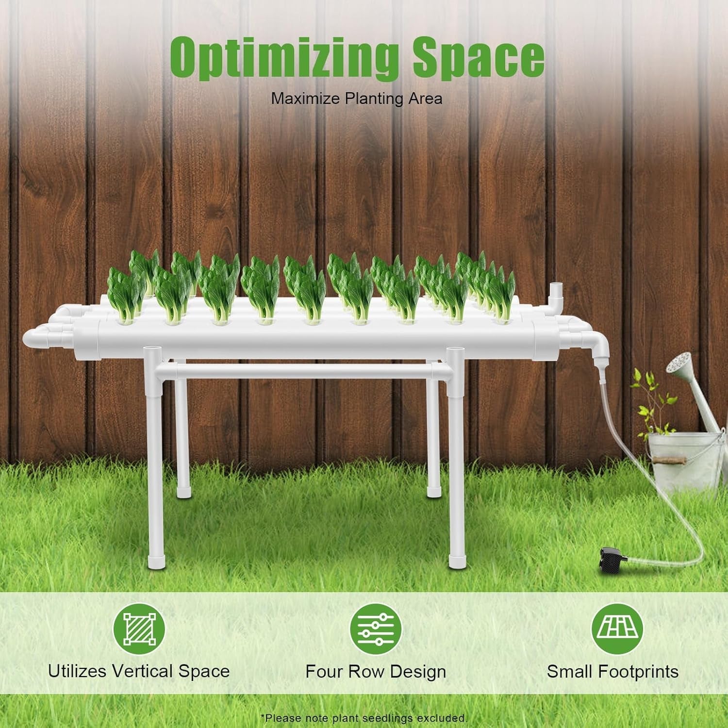 Kit de creștere hidroponică cu 3 straturi, 108 spații de plantare, sisteme de creștere a plantelor fără sol pentru hidroponie, sistem de creștere a plantelor hidroponice în tuburi pentru legume (un singur strat cu 36 de găuri)