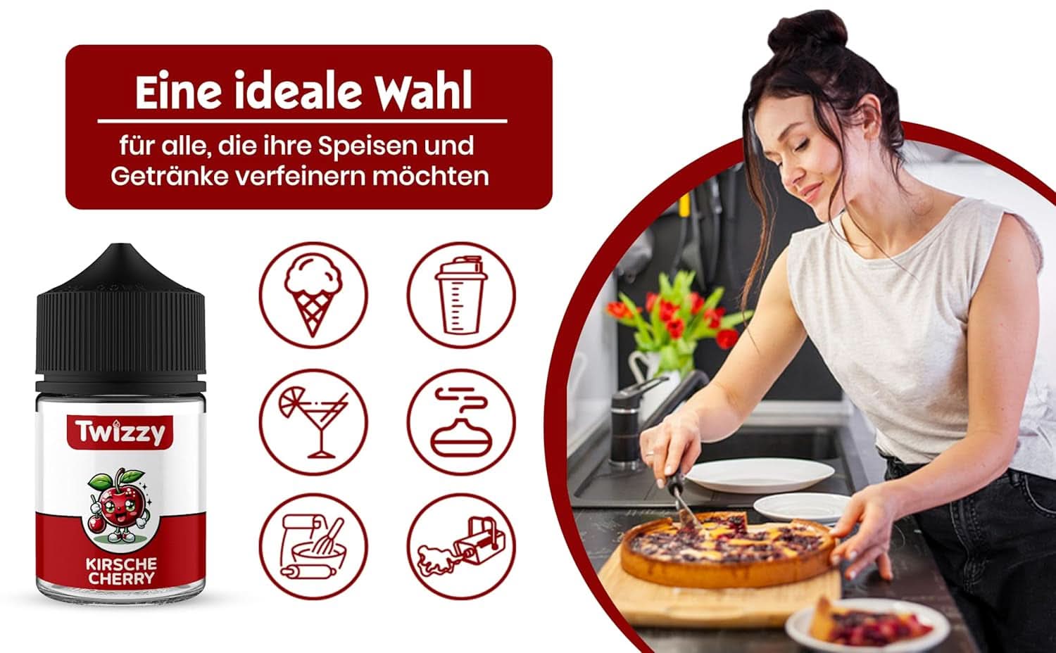 Aromă alimentară Twizzy Cherry - 60 ml - Aromă intensă - Ideală pentru coacere Arome Naty Shop