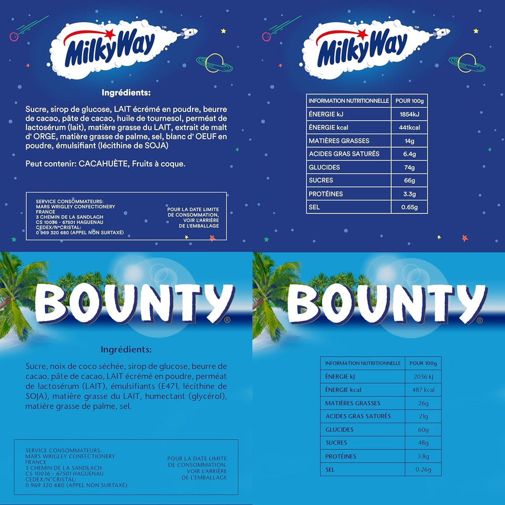 Pliculețe mixte Minis, Snickers, Bounty, Twix, Milky Way, pachet vrac de ciocolată, un pachet (1 x 400 g) (pachet de 5)