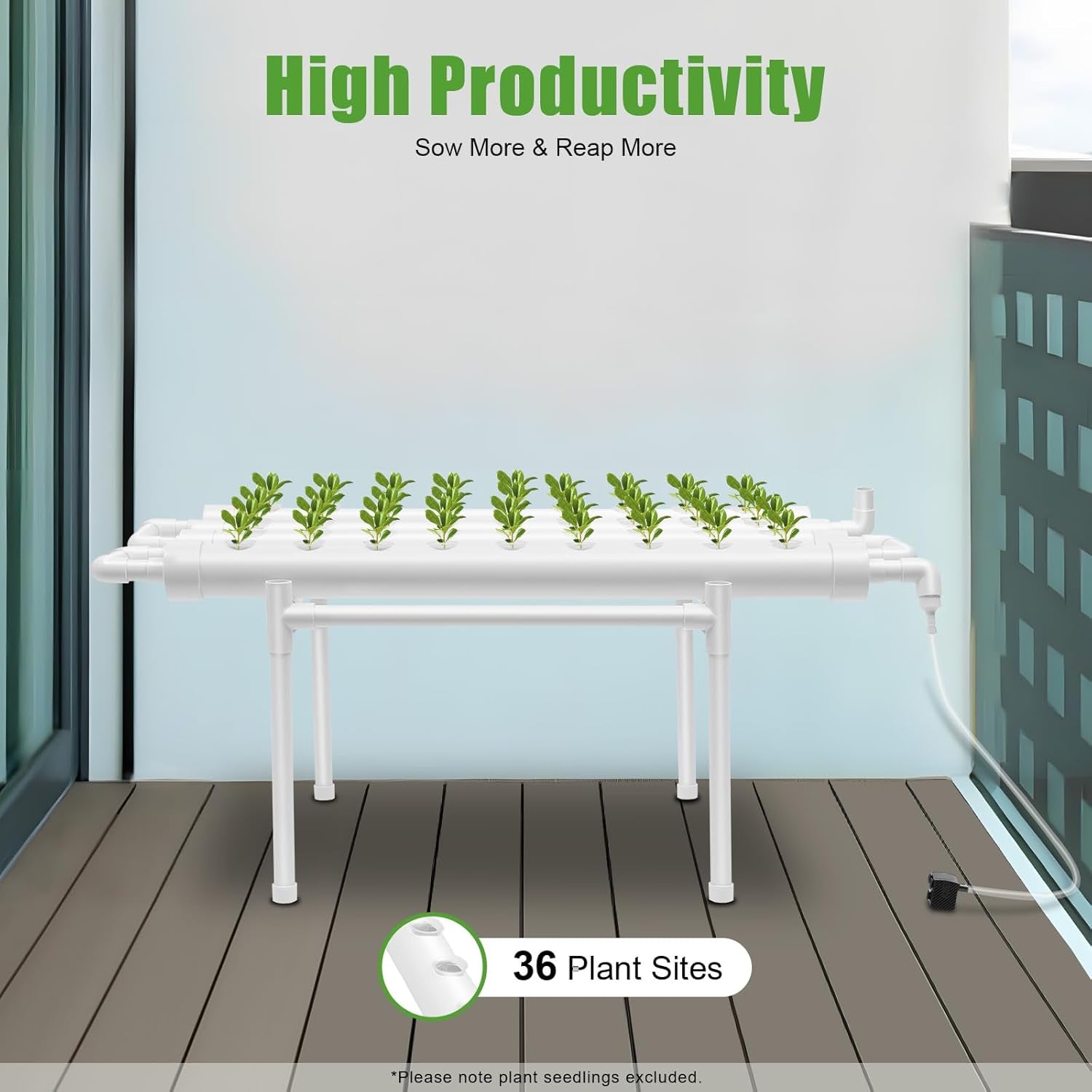 Kit de creștere hidroponică cu 3 straturi, 108 spații de plantare, sisteme de creștere a plantelor fără sol pentru hidroponie, sistem de creștere a plantelor hidroponice în tuburi pentru legume (un singur strat cu 36 de găuri)