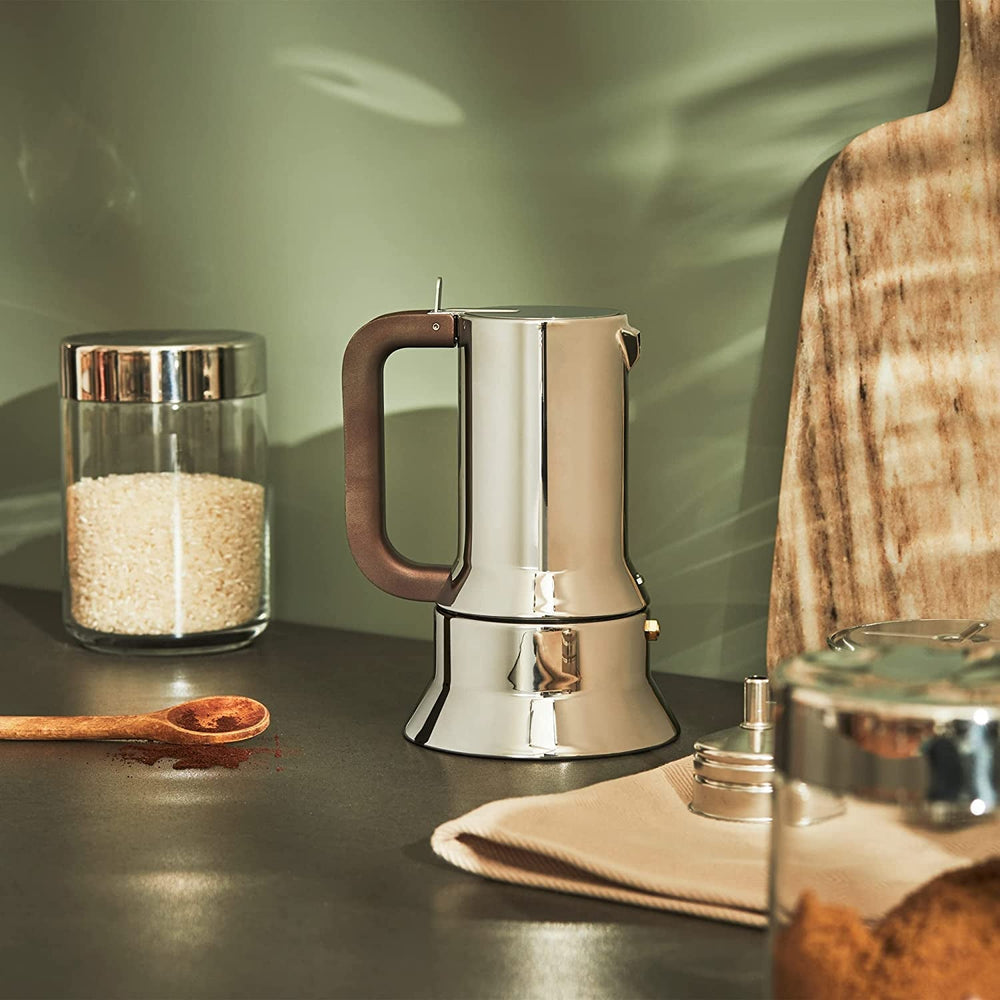 Alessi 9090/6 Espressor cu 6 căni pentru inducție, oțel inoxidabil, argintiu, 15,5 x 13,5 x 27 cm