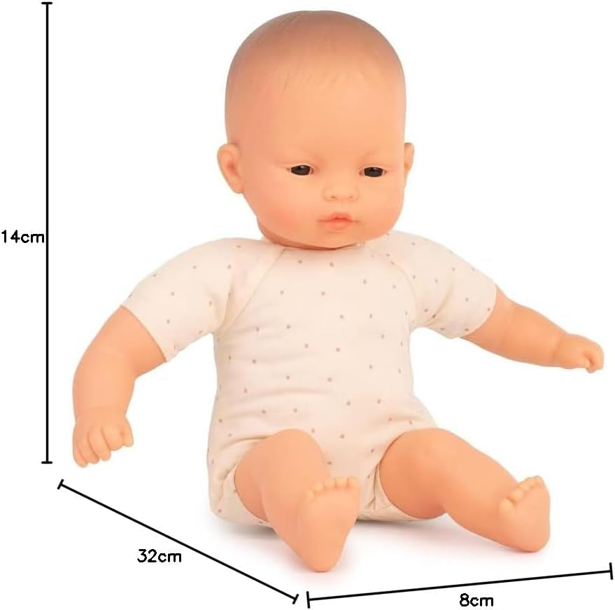 Miniland Dolls: asiatische Babypuppe, 32 cm, mit weichem Stoffkörper, in Geschenkbox, Natur, 31366