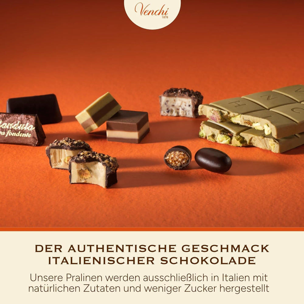 Venchi - Cremino Extra Black Chocolate - Ciocolată neagră cu pastă de migdale și „alune de pădure piemonteze IGP”, 1 kg, fără gluten, fără coloranți și fără conservanți