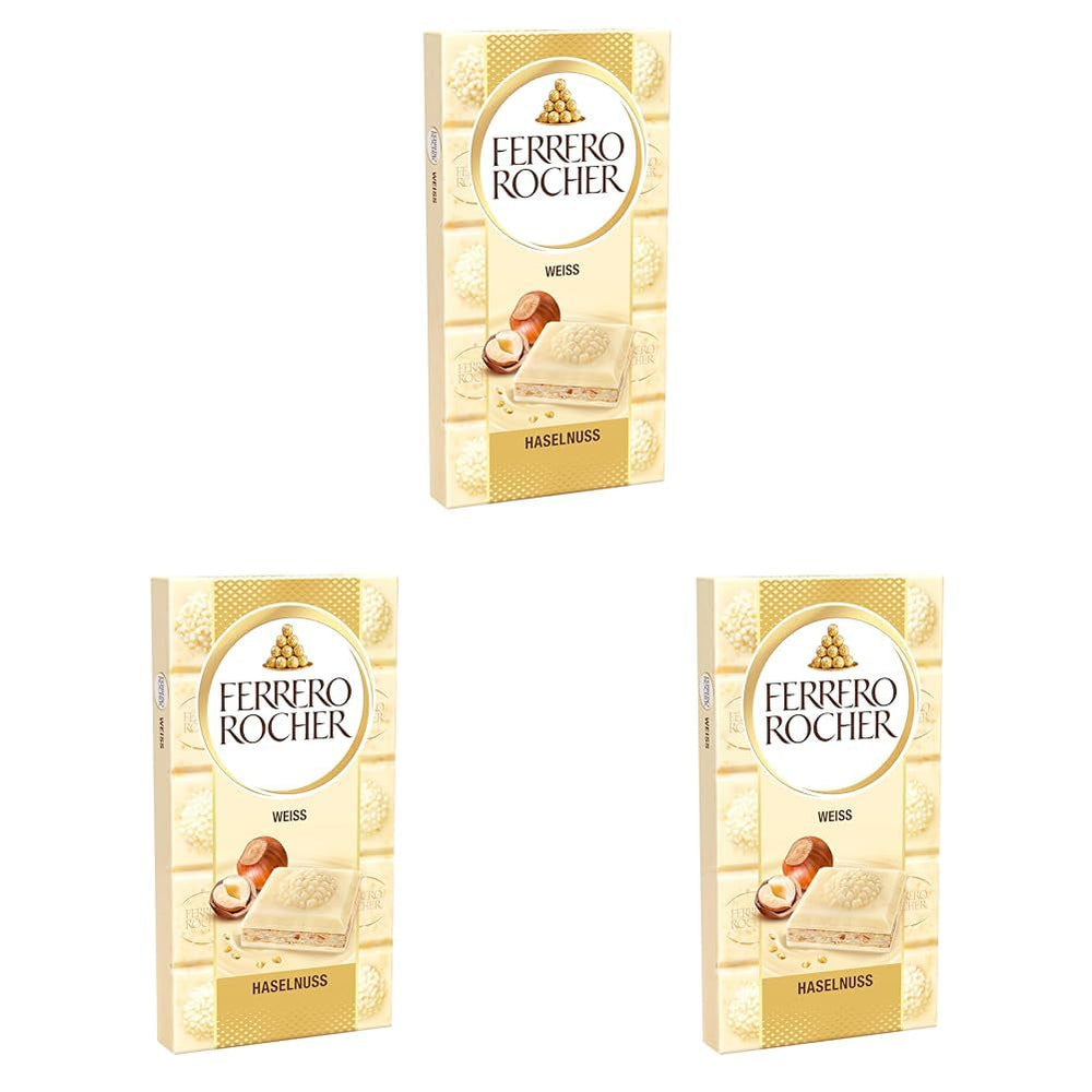 Baton Ferrero Rocher – Ciocolată albă cu alune – Cadou de Ziua Îndrăgostiților pentru el și ea – 1 baton de ciocolată x 90g