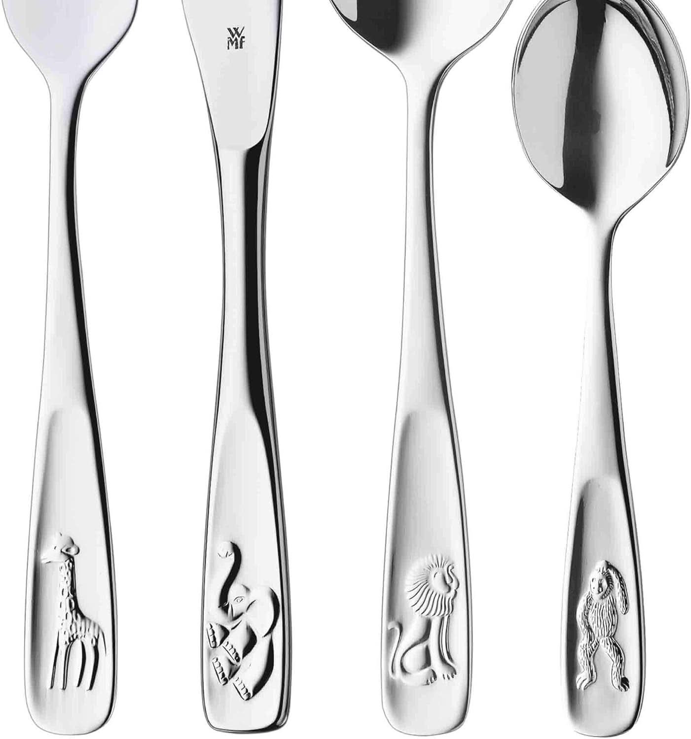 WMF Animals set de tacâmuri din oțel inoxidabil pentru copii, 4 piese, Cromargan lustruit Bucatarie Naty Shop