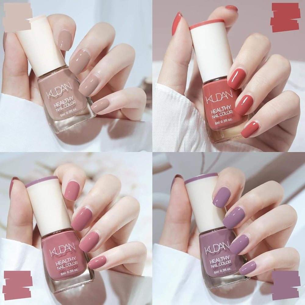 Set de ojă cu 4 piese - Oja pe bază de apă cu uscare rapidă și durabilă - Oja pentru design unghii DIY (set de 4 piese, stil nud, normal)