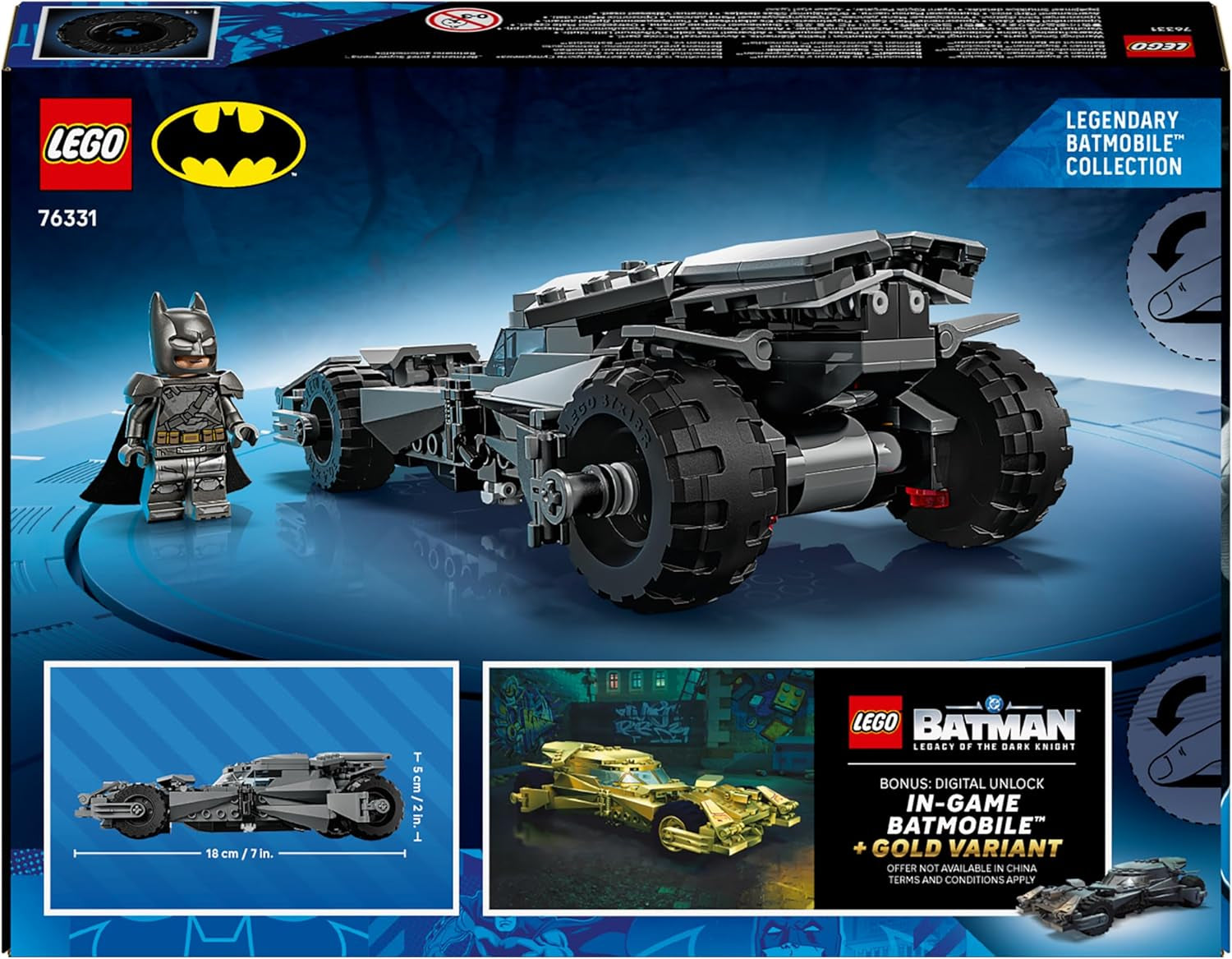 LEGO DC Batman Batman vs. Superman: Batmobil - Superhelden Spielzeugauto - Kreatives Spielzeug mit Minifigur für Kinder ab 9 Jahren - DIY Bauset zum Spielen - Geschenk für Jungen und Mädchen - 76331