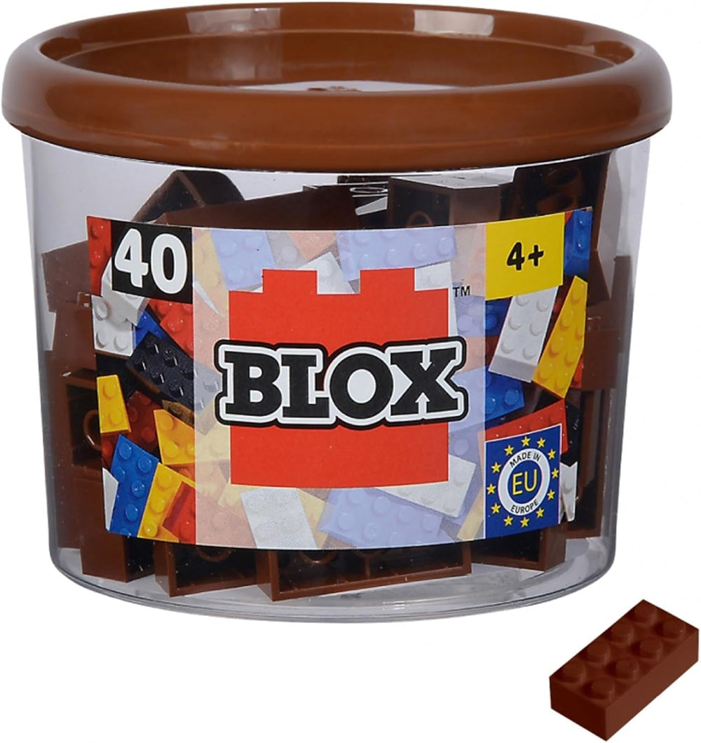 Simba 104118875 - Blox, 40 rote Klemmbausteine für Kinder ab 3 Jahren, 8er Steine, inklusive Dose, hohe Qualität, vollkompatibel mit vielen Anderen Herstellern