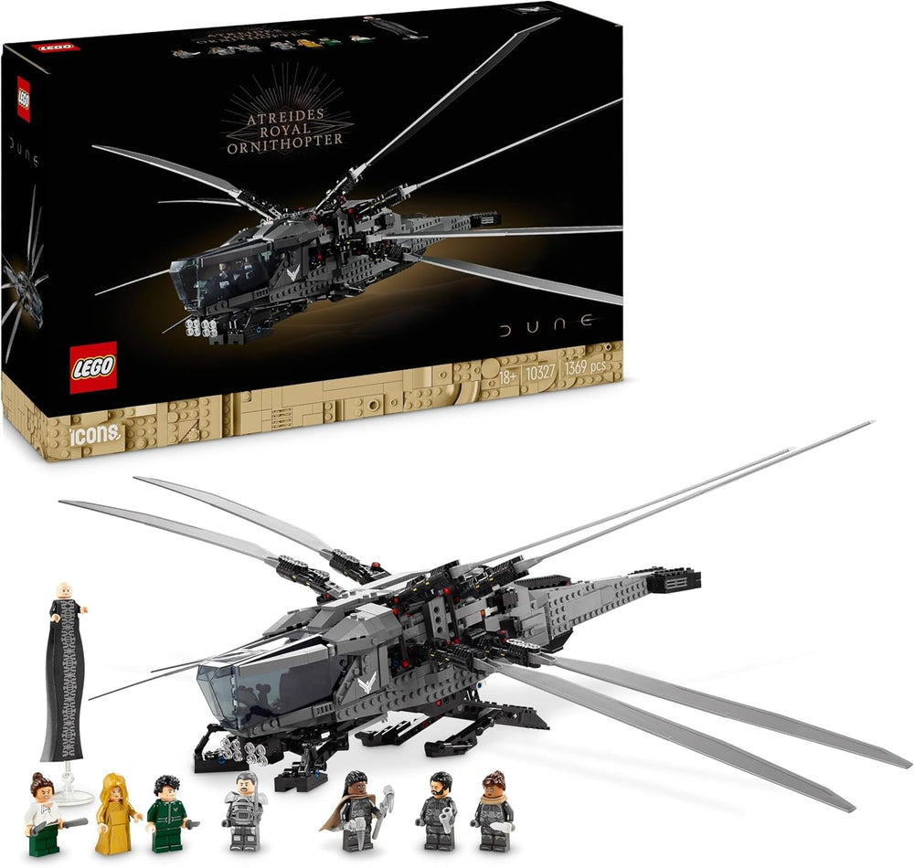 LEGO 10327 Icons Dune Atreides Royal Ornithopter, Set zum Sammeln für Erwachsene, Film-Geschenk für Männer, Frauen und Fans, Modell-Flugzeug mit 8 Figuren, darunter Paul Atreides und Baron Harkonnen