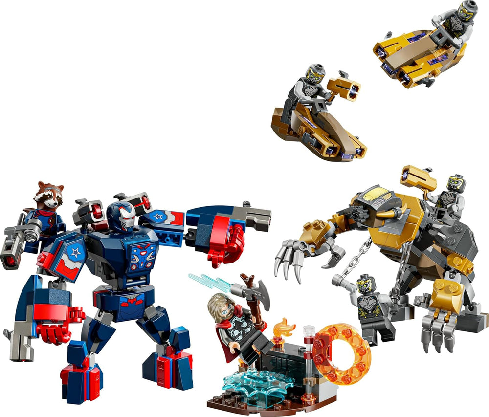 LEGO ǀ Marvel Avengers: Endgame Thor vs. Chitauri Bauset - Superhelden Action mit dem Iron Patriot Mech und 7 Minifiguren - Geschenk für Jungen und Mädchen ab 8 Jahren - 76322