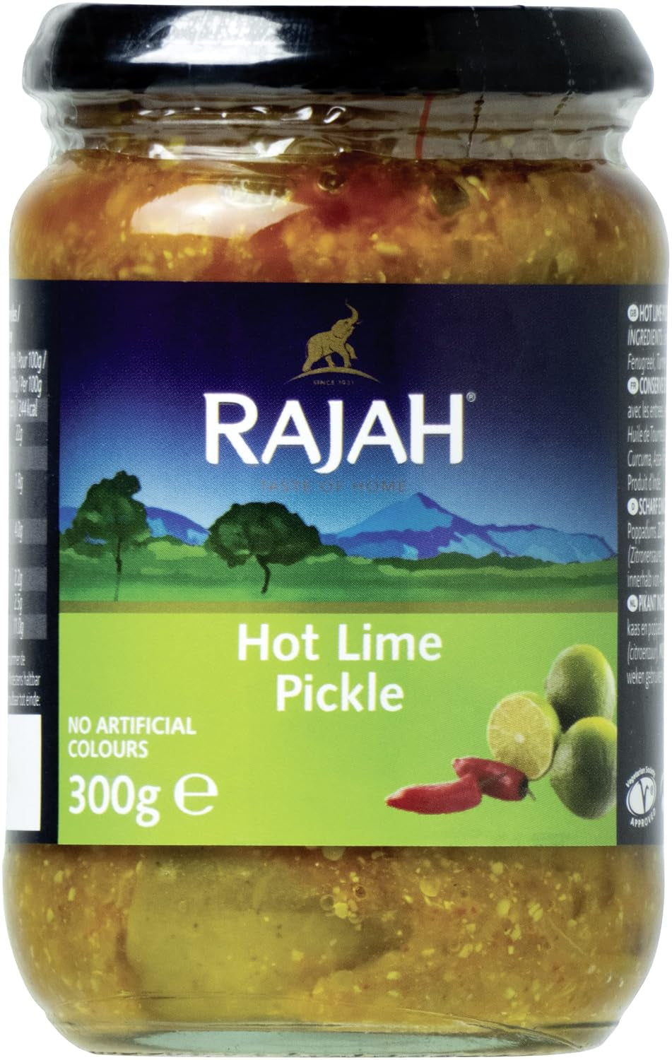 Rajah Mild Lime Pickle – Mild eingelegte Limetten – Ideal als Begleitung zu Curry, Fleisch, Käse, Poppadums & Vorspeisen – 1 x 300 g