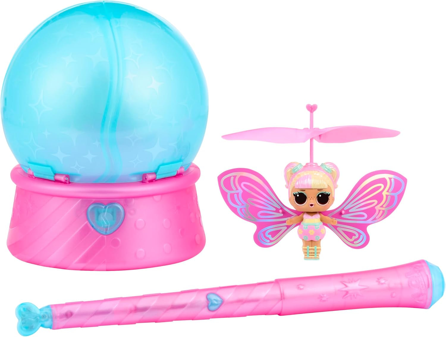 LOL Surprise! Magic Flyers Fairies Tots - Flower Child - Include 1 păpușă și 1 baghetă magică, într-un pachet în formă de floare, 2 de colecționat, Rose