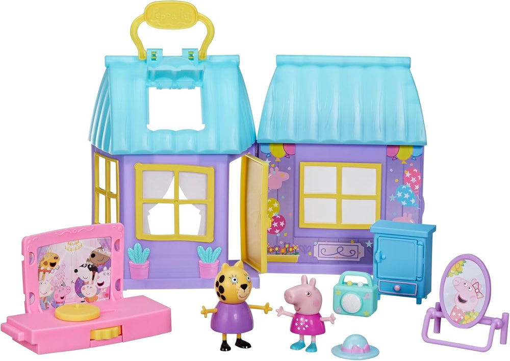Peppa Pig Grunz und Kuschel Evie interaktive Babypuppe, 28 cm große Puppe für Mädchen mit 20 Geräuschen und vielen Funktionen, Spielzeug-Set für Kinder ab 3 Jahren