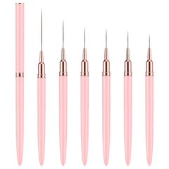 6 Stück Liner Nailart Pinsel Nageldesign Pinsel Set Dünn Acryl Nagelpunkt-Zeichenwerkzeug Nägel Dünne Nagelpinsel Set Für Lange Linien, Dünne Details, Feines Zeichnen 5/7/9/11/15/25 Mm（Rosa）