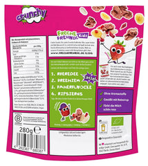 FRECHE FREUNDE Muesli organic pentru micul dejun, mix crocant de muesli cu fructe de pădure Edda's, pentru școlari, cu căpșuni liofilizate, vegan, pachet de 6 (6 x 280g)