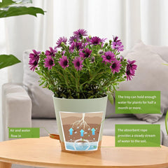 Ghivece de flori, 6 bucăți, 12,7 cm, jardiniere cu auto-udare, drenaj ridicat, ghivece de flori pentru interior și exterior, cu tavă rezervor și margine de udare, jardinieră de grădină, grădină