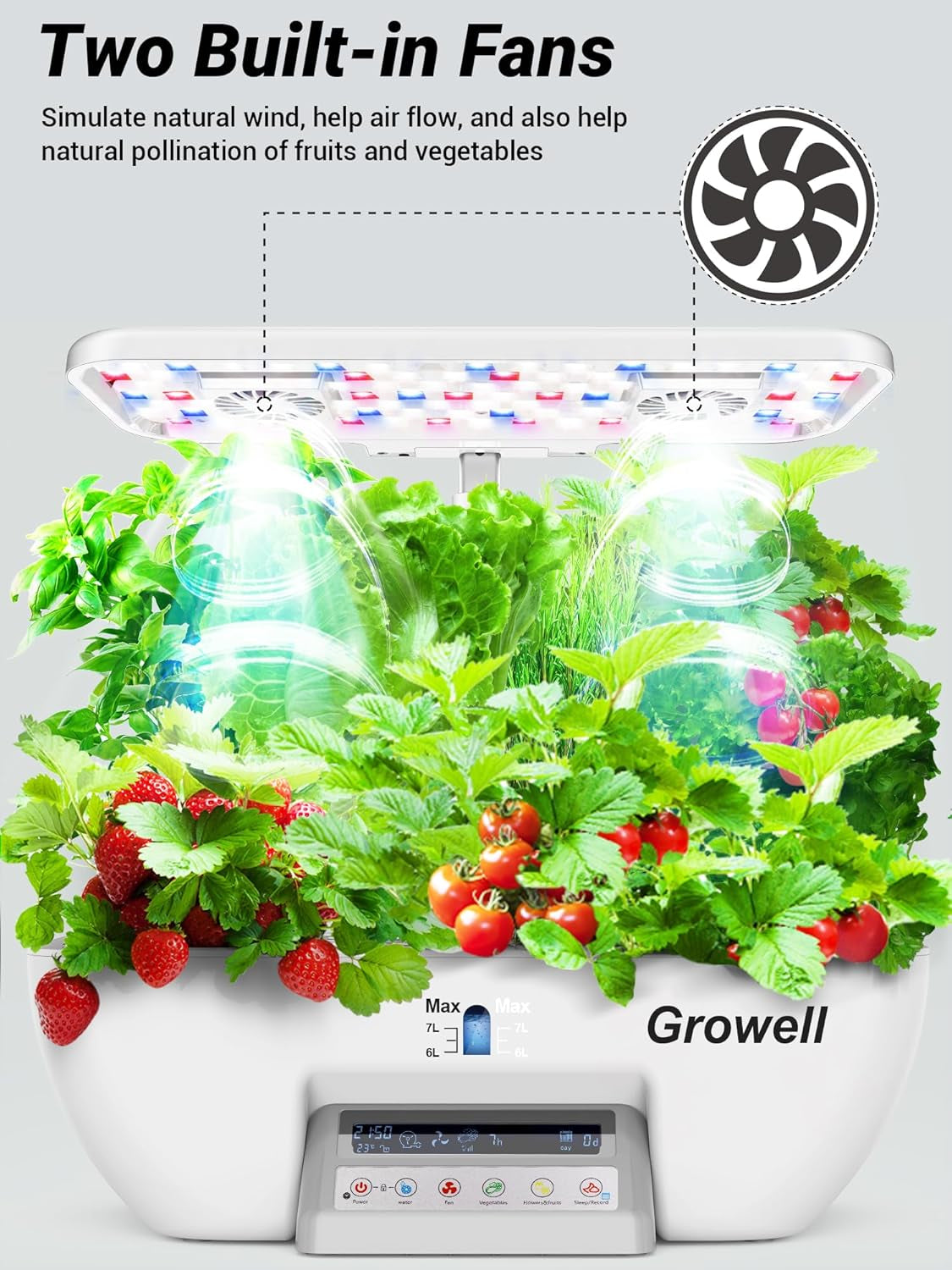 Kit hidroponică cu 17 capsule pentru grădină de plante aromatice, cu 102 lămpi de creștere cu spectru complet de 28W și 2 ventilatoare, grădină interioară cu pompă de apă, rezervor