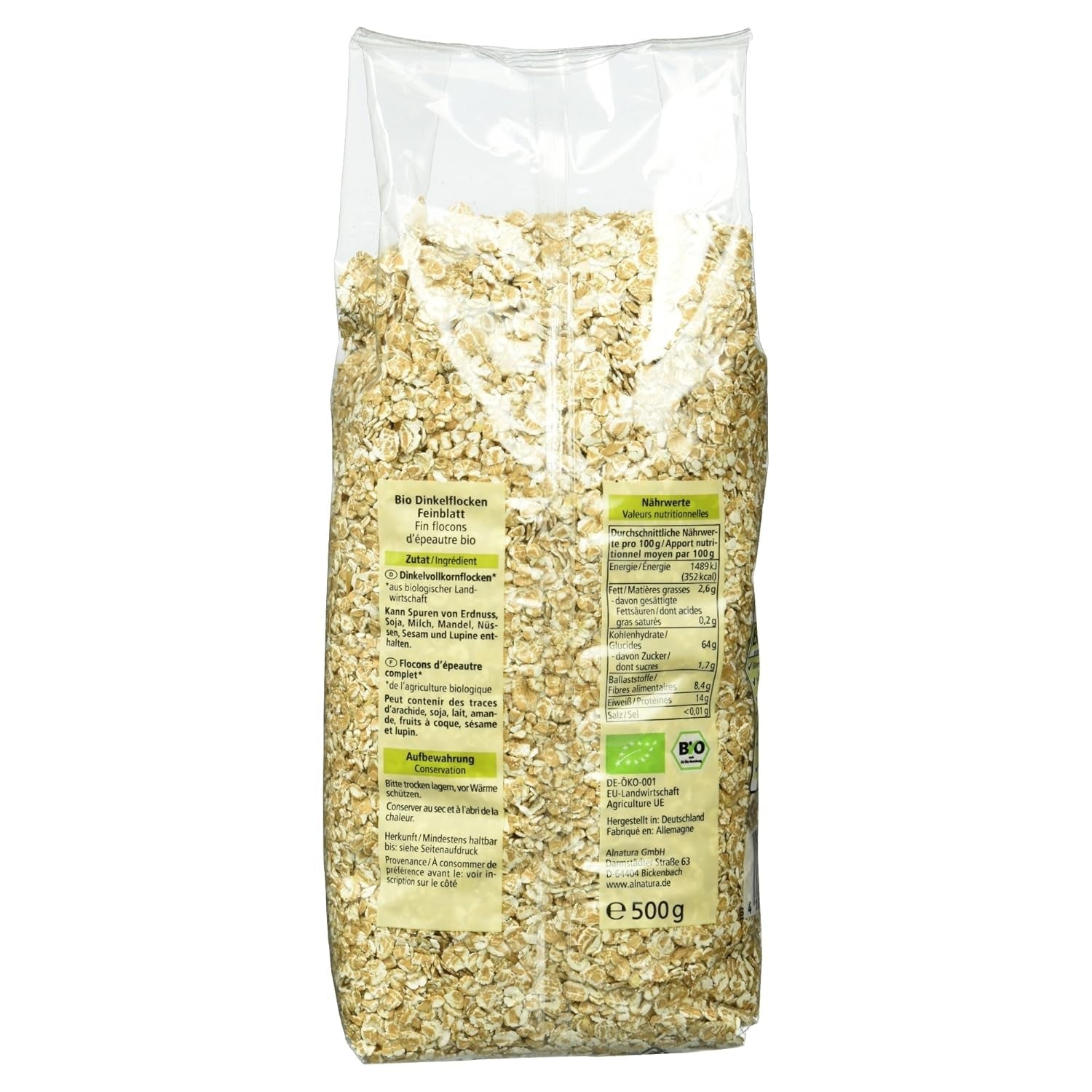 Fulgi de speltă bio, fulgi fini, 500g