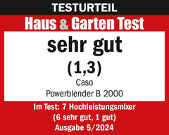 CASO Powerblender B 2000 - Profi Standmixer, 30.000 U/Min, 2000 Watt, Bruchsicherer Tritan-Mixbehälter (2 L), Bpa-Frei, Pulse-, Shake-, Smoothie-Funktion, 8-Fach Messer-System Mit Titanbeschichtung Bucatarie Naty Shop