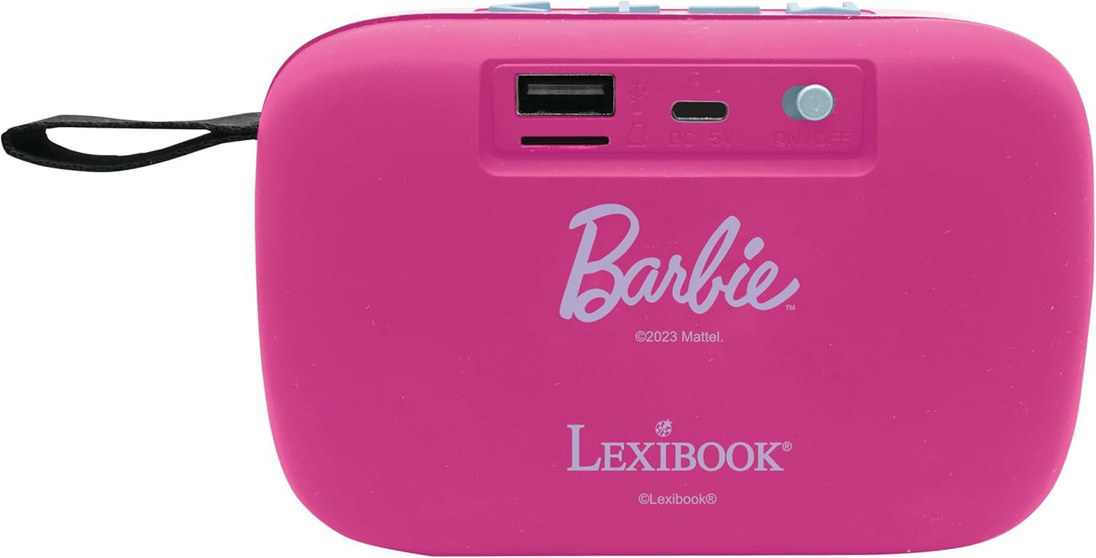 Lexibook Mattel Barbie - Tragbarer Bluetooth-Lautsprecher, kabellos, USB-C, SD/TF-Karte, wiederaufladbarer Akku, blau/rosa, BT018BB