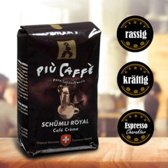 Café Crème Kaffeebohnen, würzig, kräftig, intensiv und gehaltvoll, Arabica und Robusta, Schweizer Trommelröstung, ganze Bohnen für Vollautomaten Schümli Royal 1 kg