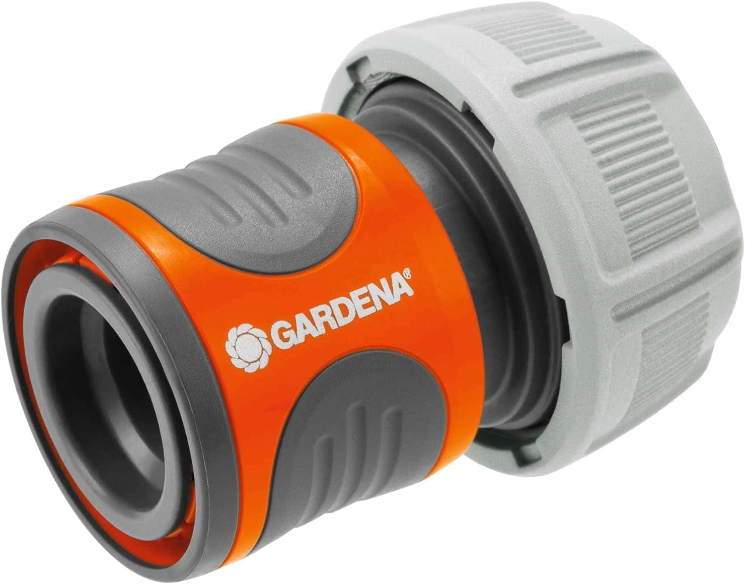Conector furtun Gardena 13 mm (1/2 inch) și 15 mm (5/8 inch): Conector prin împingere pentru capătul furtunului, adâncituri pentru prindere, asamblare ușoară, ambalat (18215-20)