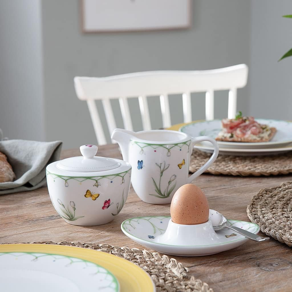 Villeroy & Boch – Colourful Spring Zuckerdose 300 Ml Weiß/Bunt, Spülmaschinenfest, Mikrowellensicher, Dose Frühling, Deko Ostern, Oster Deko, Frischhaltedose, Vorratsdose, Premium Porzellan