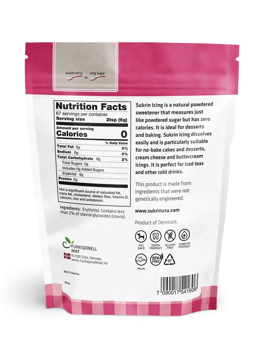 Sukrin Melis Zuckerersatz, Die Natürliche Alternative Zu Puderzucker Ohne Kalorien, 1Er Pack (1 X 400 G) Indulcitori Naty Shop