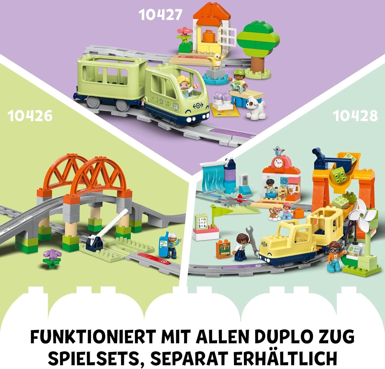 LEGO DUPLO Eisenbahntunnel und Schienen – Erweiterungsset - Lernspielzeug für Kleinkinder – 10-teilige Bahnstrecke mit Trichter und Weiche – Geschenk für Jungen & Mädchen ab 2 Jahren - 10425