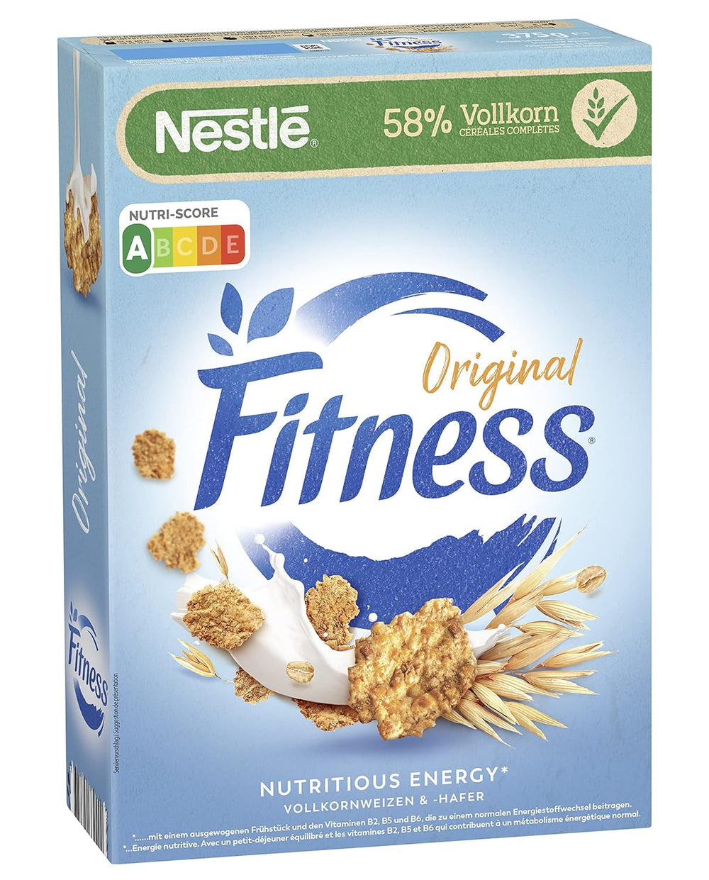 Nestlé Fitness, Fulgi de mic dejun preparați cu 57% cereale integrale, fulgi de mic dejun cu mai puțin zahăr, cu vitaminele B2, B6, calciu și fier, pachet de 7 (7 x 375 g)