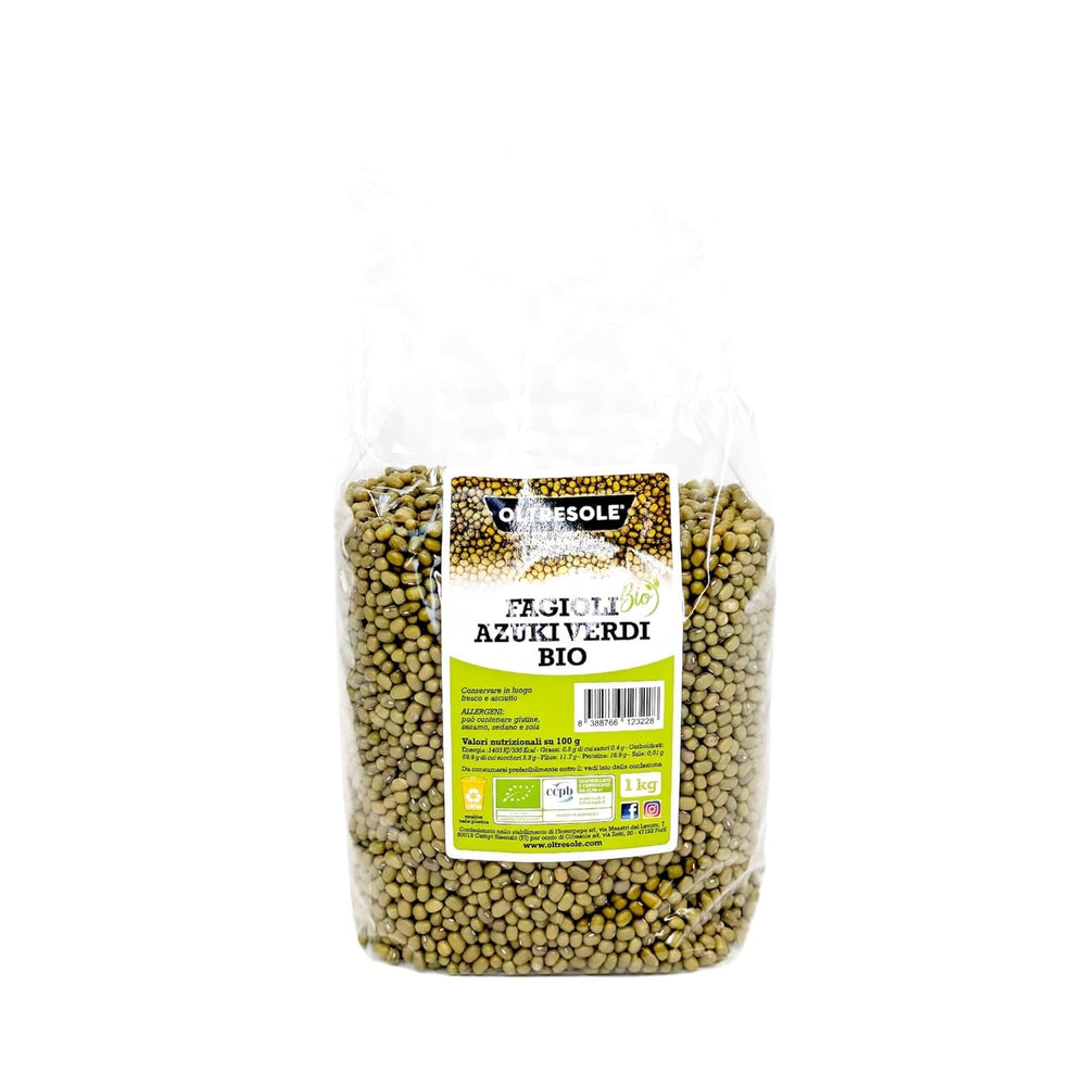 Fasole verde azuki organică, 5 kg, leguminoase uscate din culturi organice controlate, ideale pentru supe, salate și rețete vegane și vegetariene, pachet economic